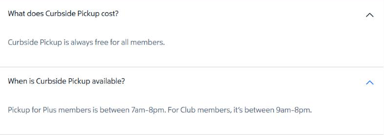 Sam's Club answers saying Curbside Pickup is free for all members, from 7 a.m. for Plus and 9 a.m. for Club members