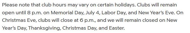 Walmart announcement saying Sam's Club clubs close at 6 p.m. on Christmas Eve and stay closed on New Year's Day, Thanksgiving, Christmas Day and Easter